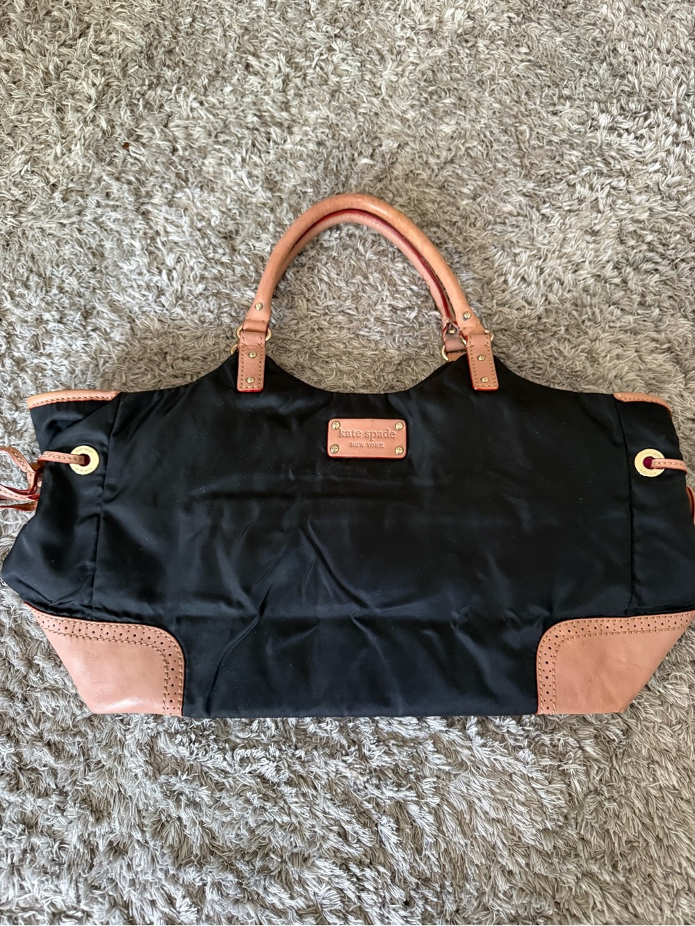 kate spade Black Tote with Tan Leather Trim